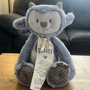 Demdaco Growl Pal Let's Be Brave Polka Dot Purple 16 inch Plush Fabric Toy